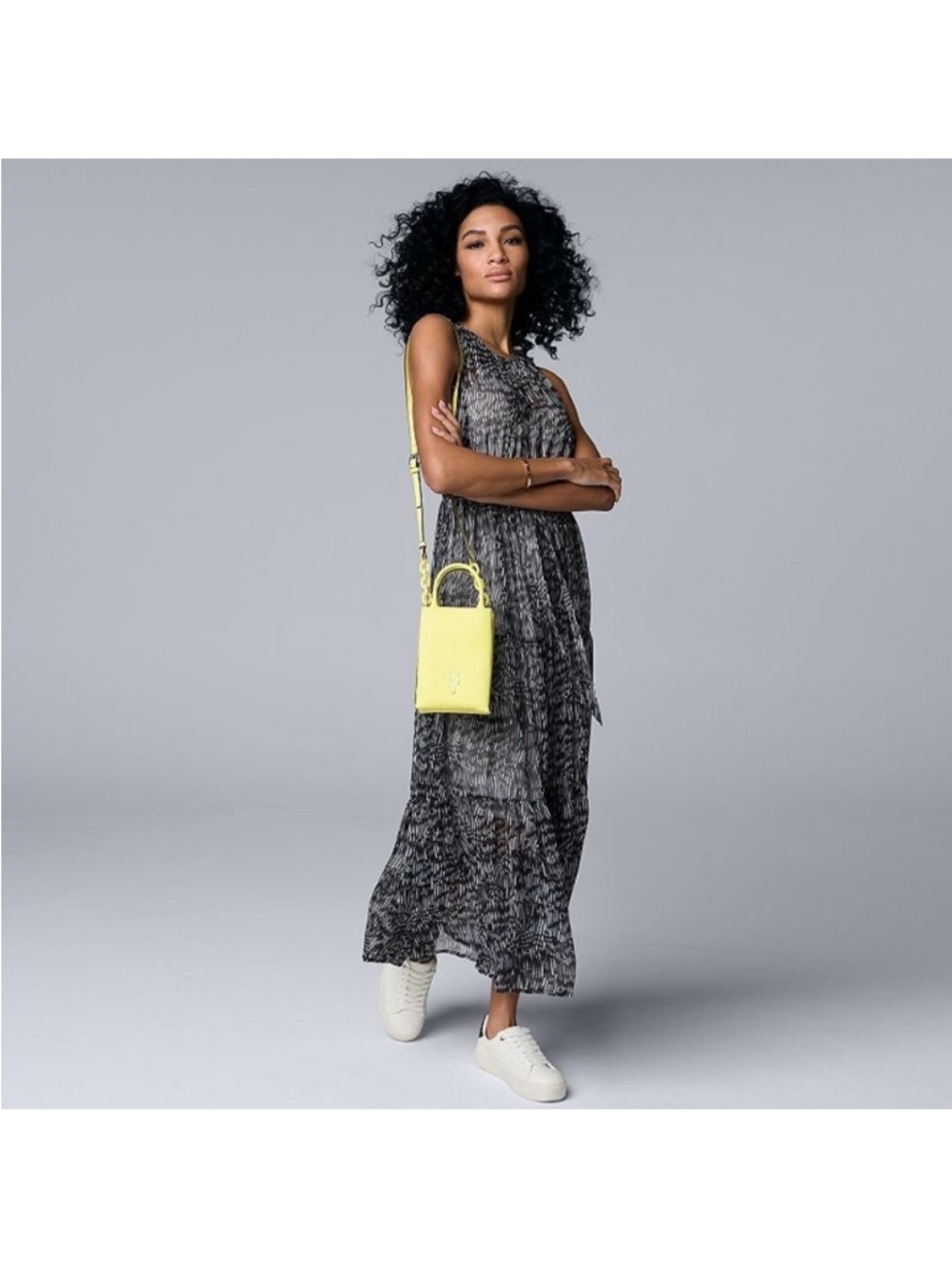 Simply Vera Vera Wang Abstract Ruched Tiered Maxi Dress Size XS